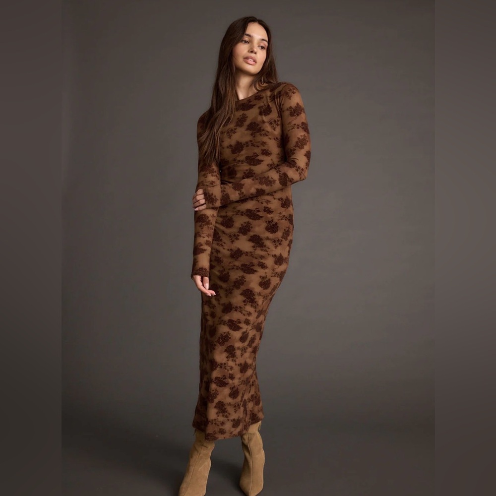 12th Tribe Chocolate Floral Dress NWT